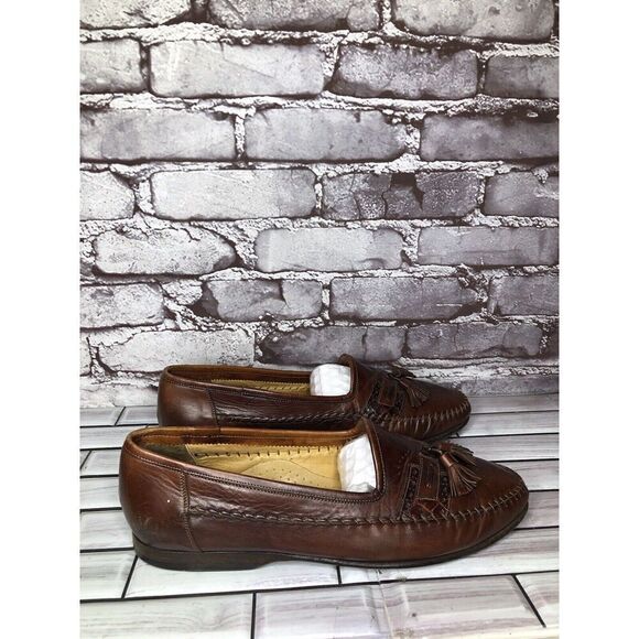Santoni Relaxed Brown Leather Tassels Loafers Dress Shoes Men Sz 10D US/44EU main image 10